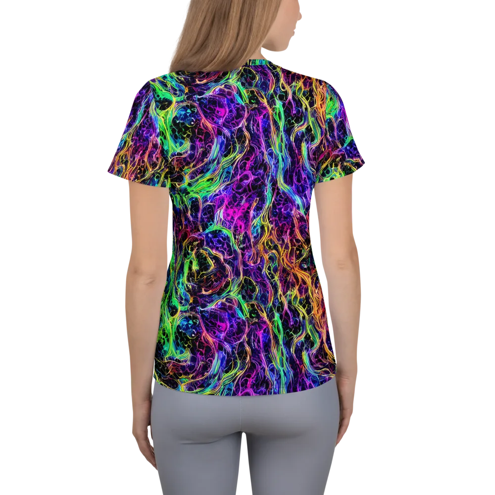 Nightwave Riot on Women's Athletic T-Shirt — Back