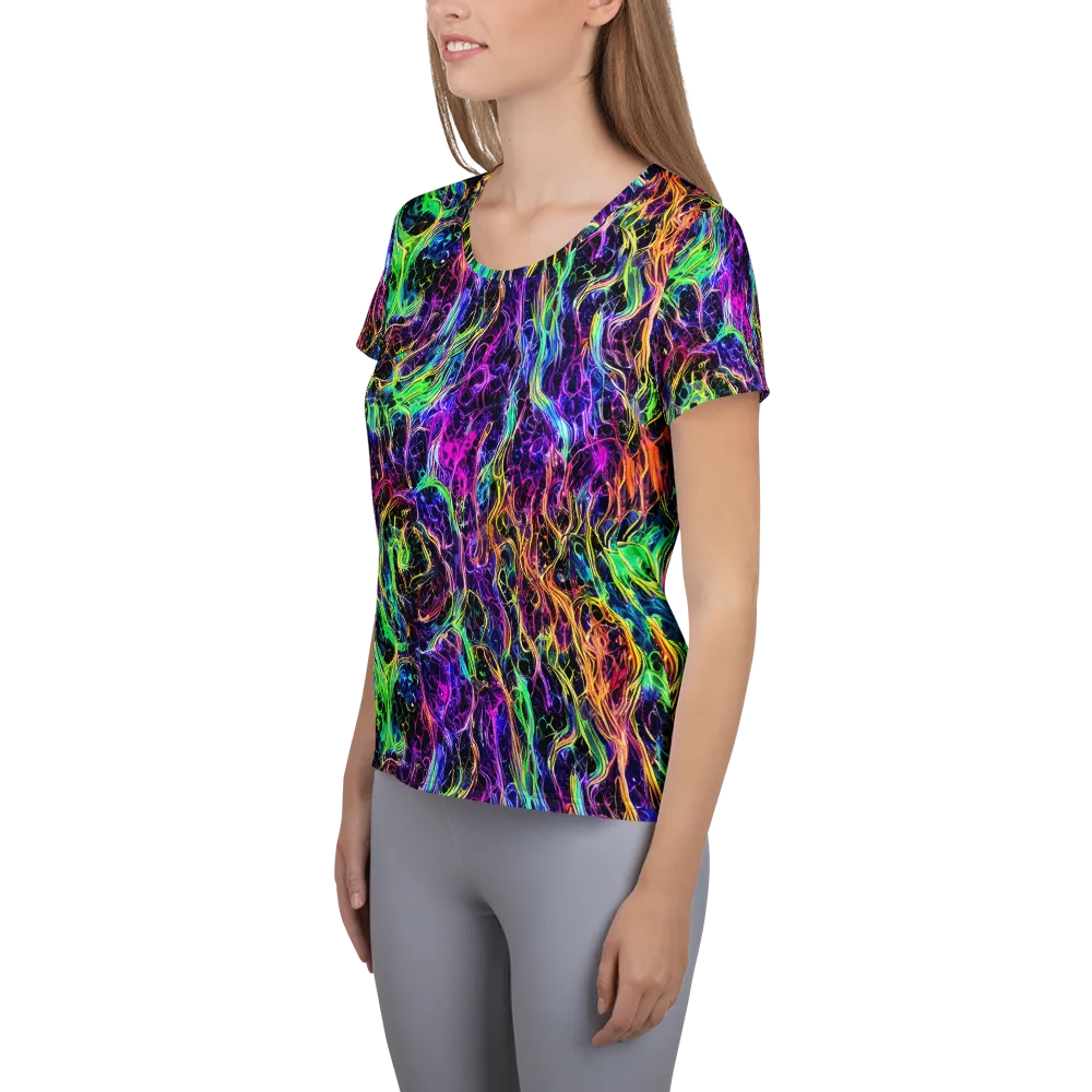 Nightwave Riot on Women's Athletic T-Shirt — Left