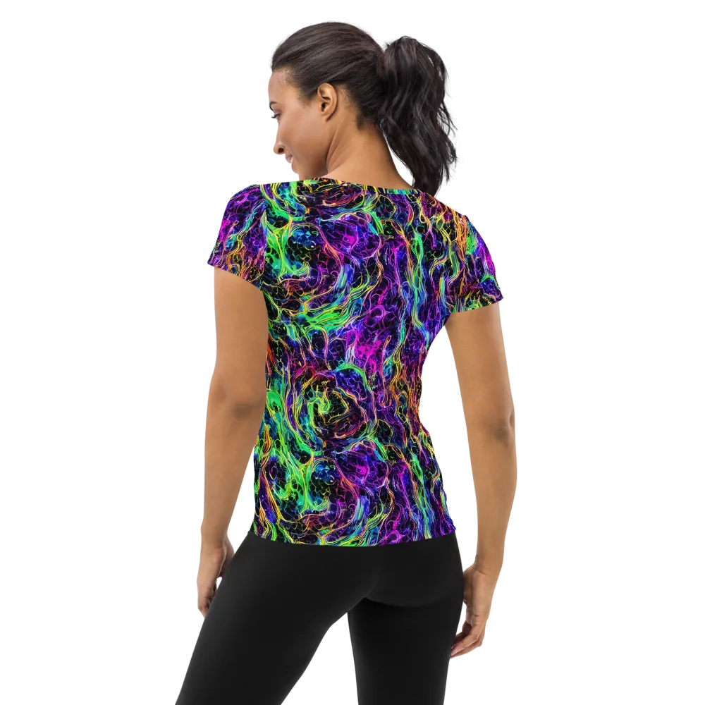 Nightwave Riot on Women's Athletic T-Shirt — Back