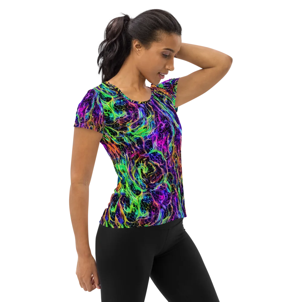 Nightwave Riot on Women's Athletic T-Shirt — Right