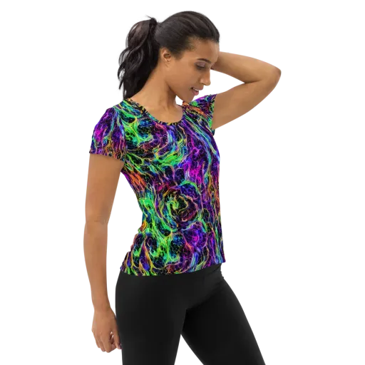 Nightwave Riot on a Women's Athletic T-Shirt