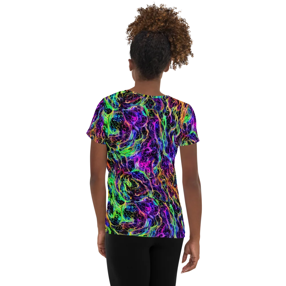 Nightwave Riot on Women's Athletic T-Shirt — Back