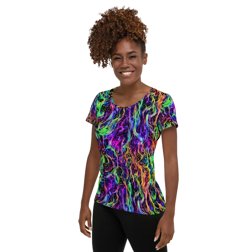 Nightwave Riot on Women's Athletic T-Shirt — Left