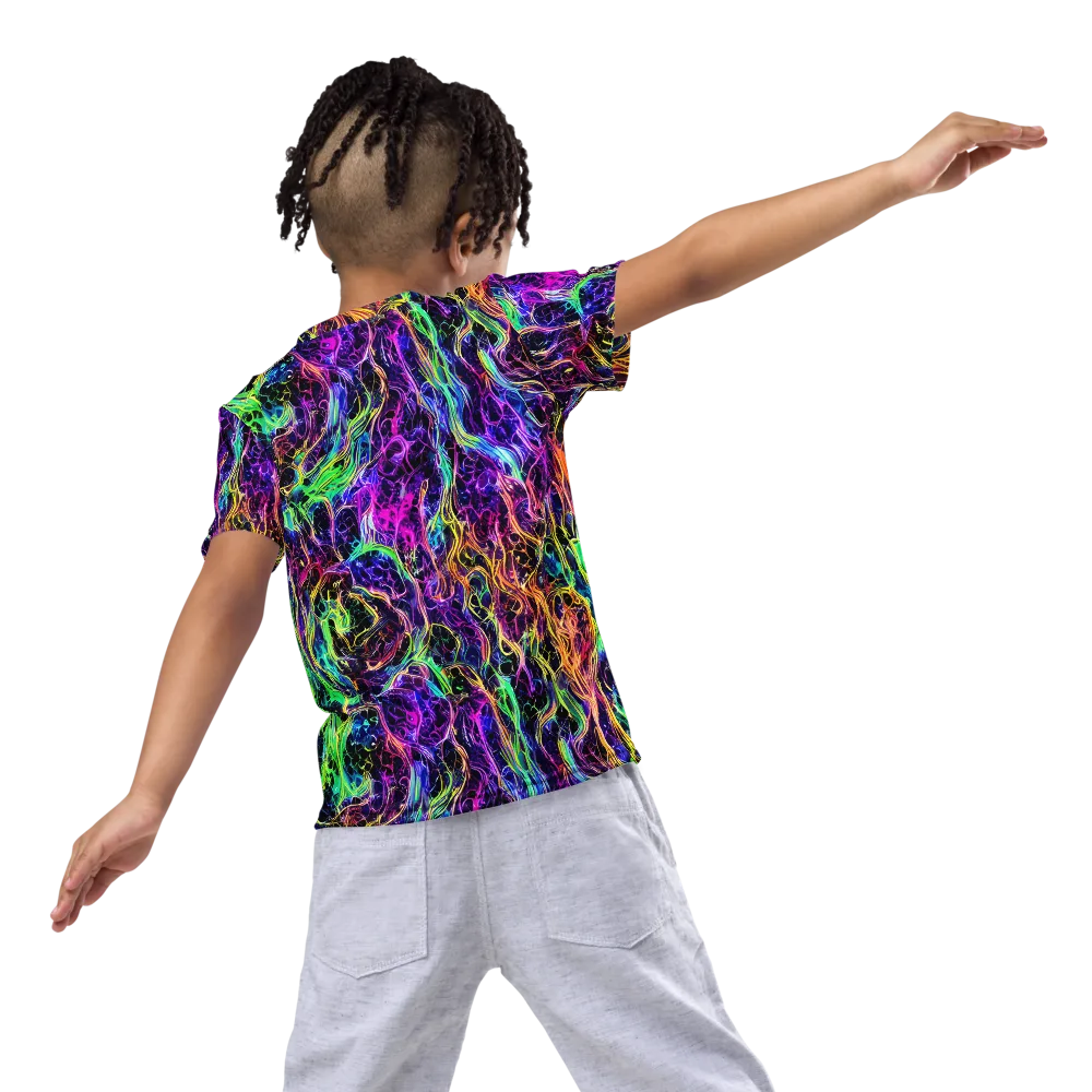 Nightwave Riot on Kids Crew Neck T-Shirt — Back