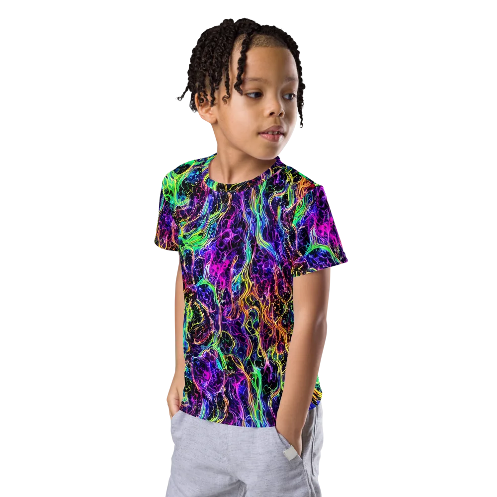 Nightwave Riot on Kids Crew Neck T-Shirt — Left Front
