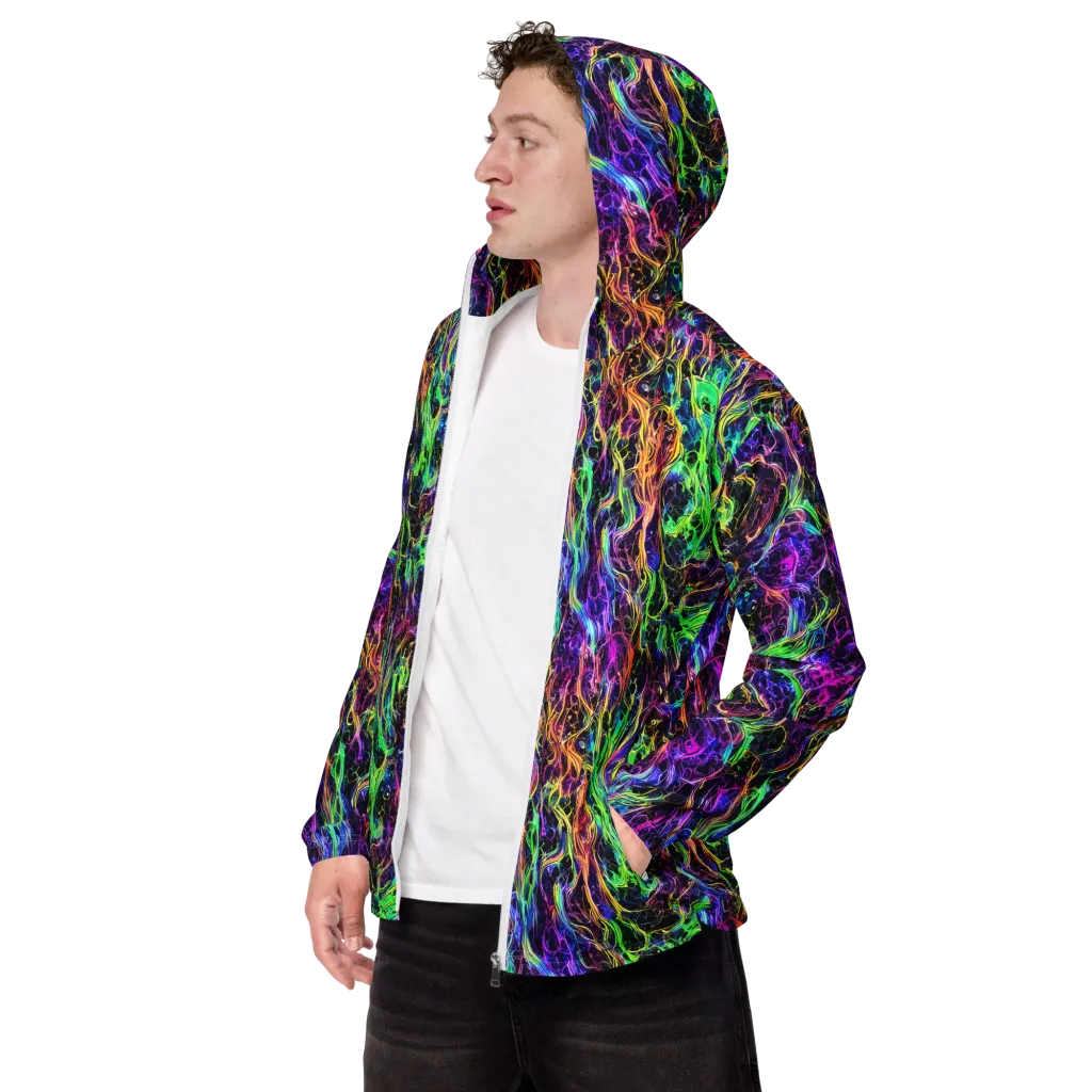Nightwave Riot on Men's Windbreaker — Left Front