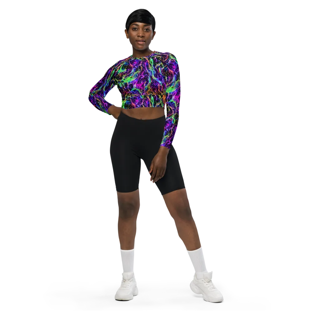 Nightwave Riot on Long Sleeve Crop Top — Front