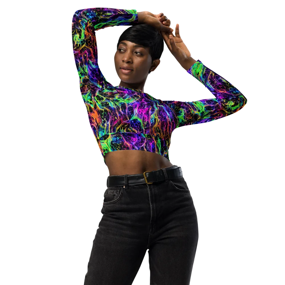 Nightwave Riot on Long Sleeve Crop Top — Front