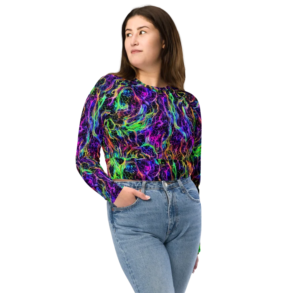 Nightwave Riot on Long Sleeve Crop Top — Front