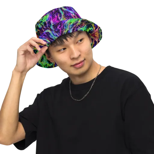 Nightwave Riot on a Reversible Bucket Hat