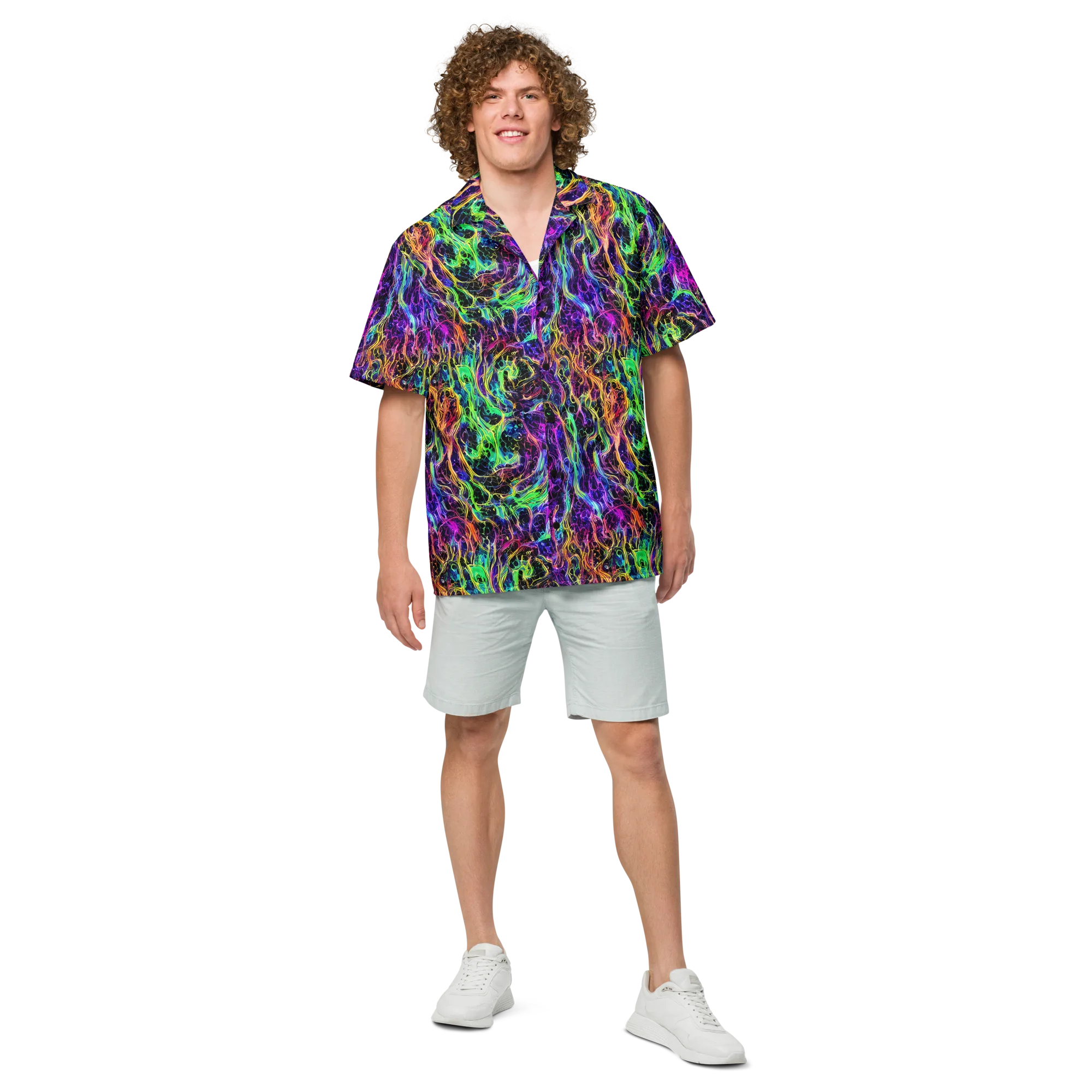 Nightwave Riot on Button Shirt — Front