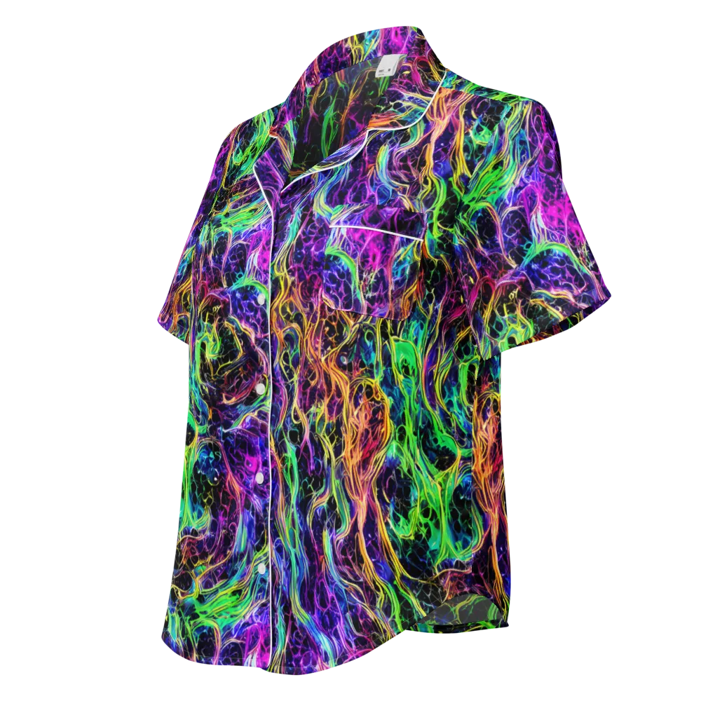 Nightwave Riot on Women's Short Sleeve Pajama Top — Left Front