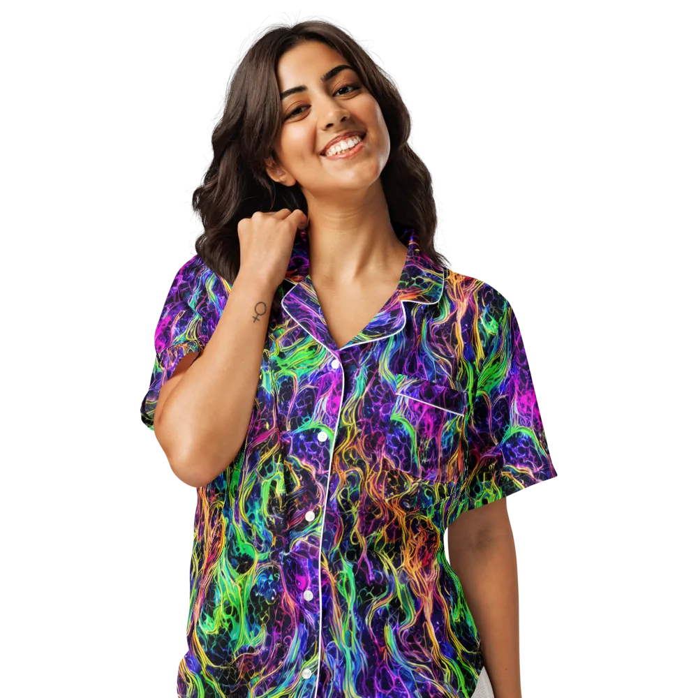 Nightwave Riot on Women's Short Sleeve Pajama Top — Front