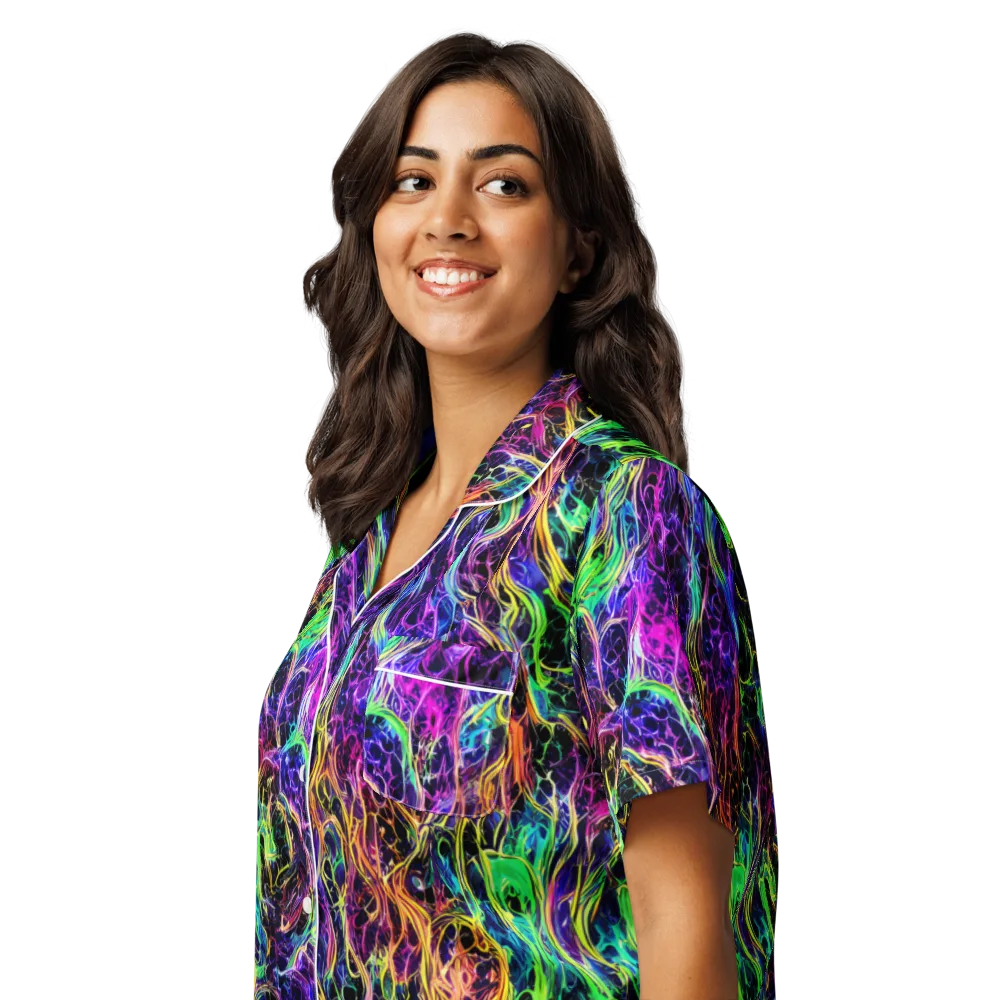 Nightwave Riot on Women's Short Sleeve Pajama Top — Left Front