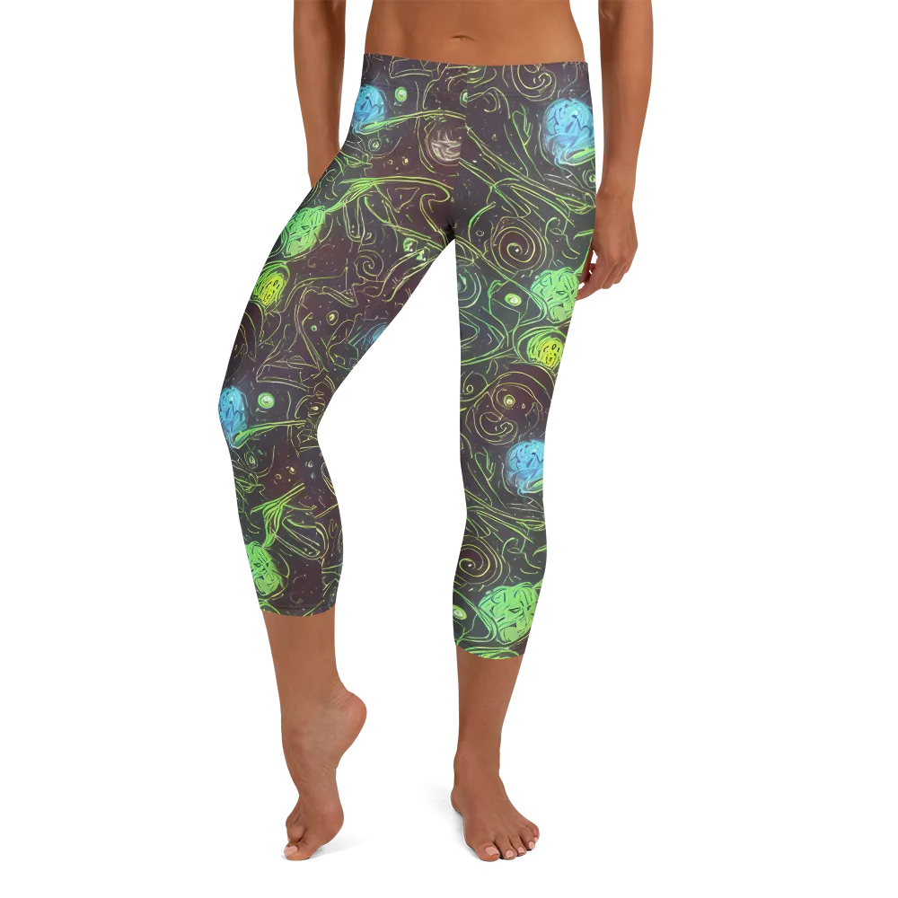 Starfield Scrolls on Capri Leggings — Front