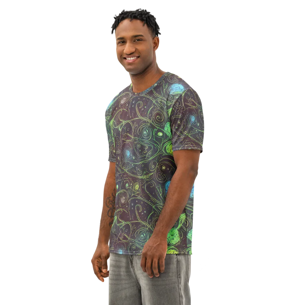 Starfield Scrolls on Men's Cotton Crew Neck T-Shirt — Left Front