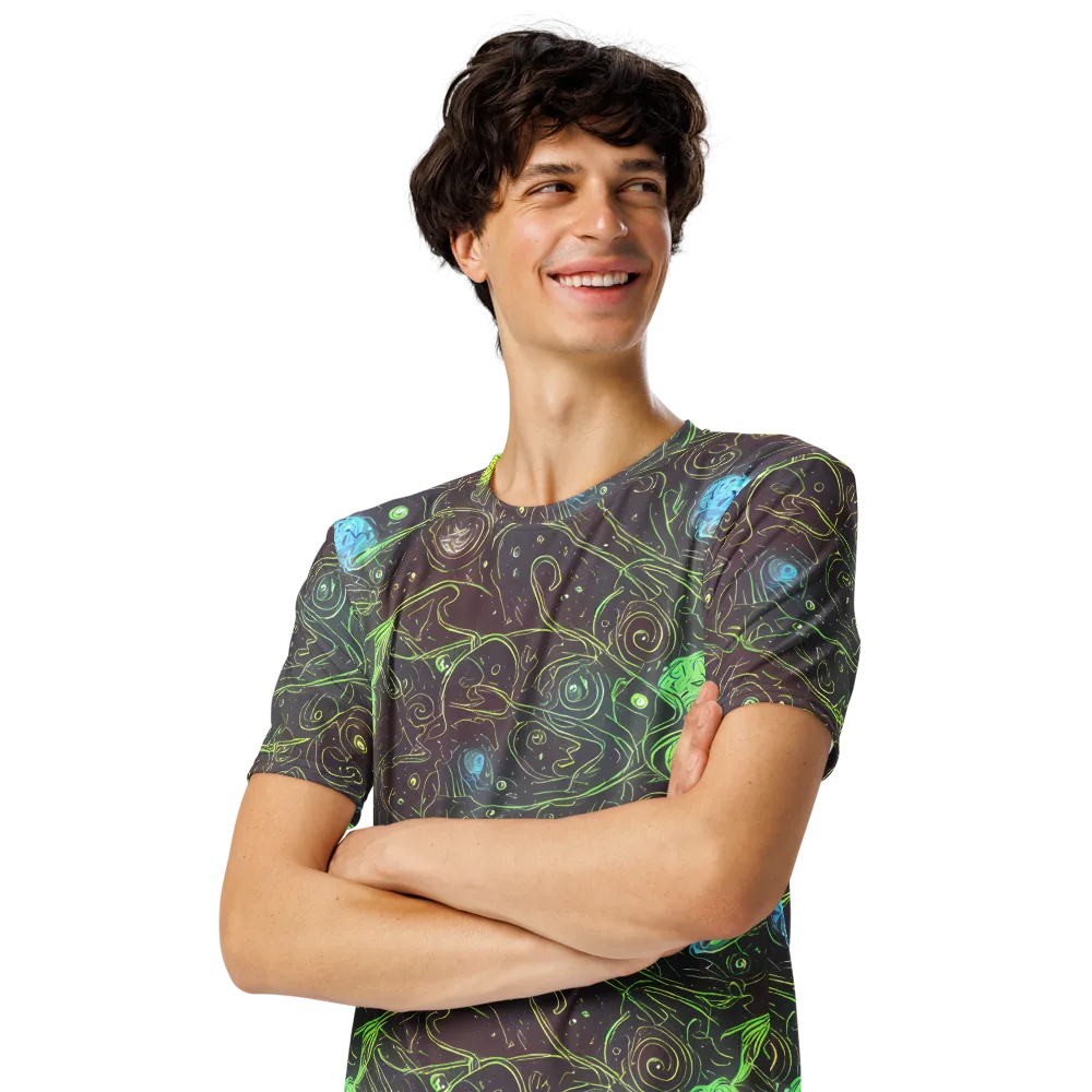 Starfield Scrolls on Men's Crew Neck T-Shirt — Left Front