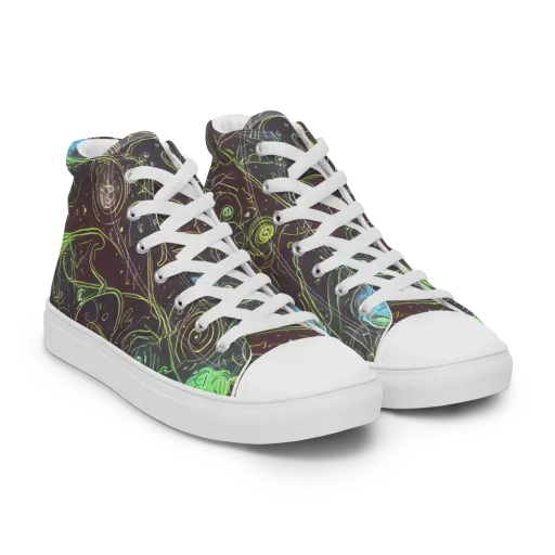 Starfield Scrolls on a Men's High Top Canvas Shoes