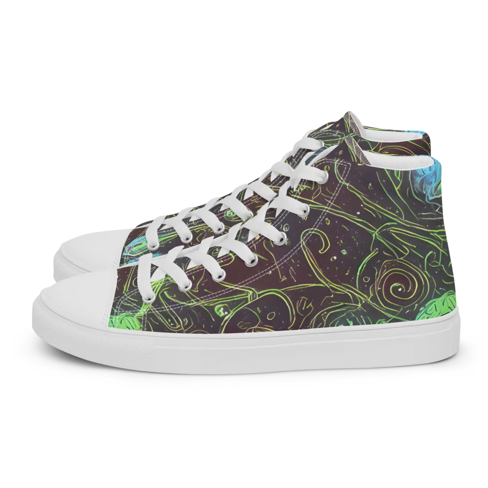 Starfield Scrolls on Men's High Top Canvas Shoes — Left