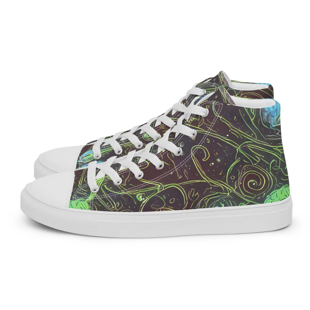 Starfield Scrolls on Women's High Top Canvas Shoes — Left
