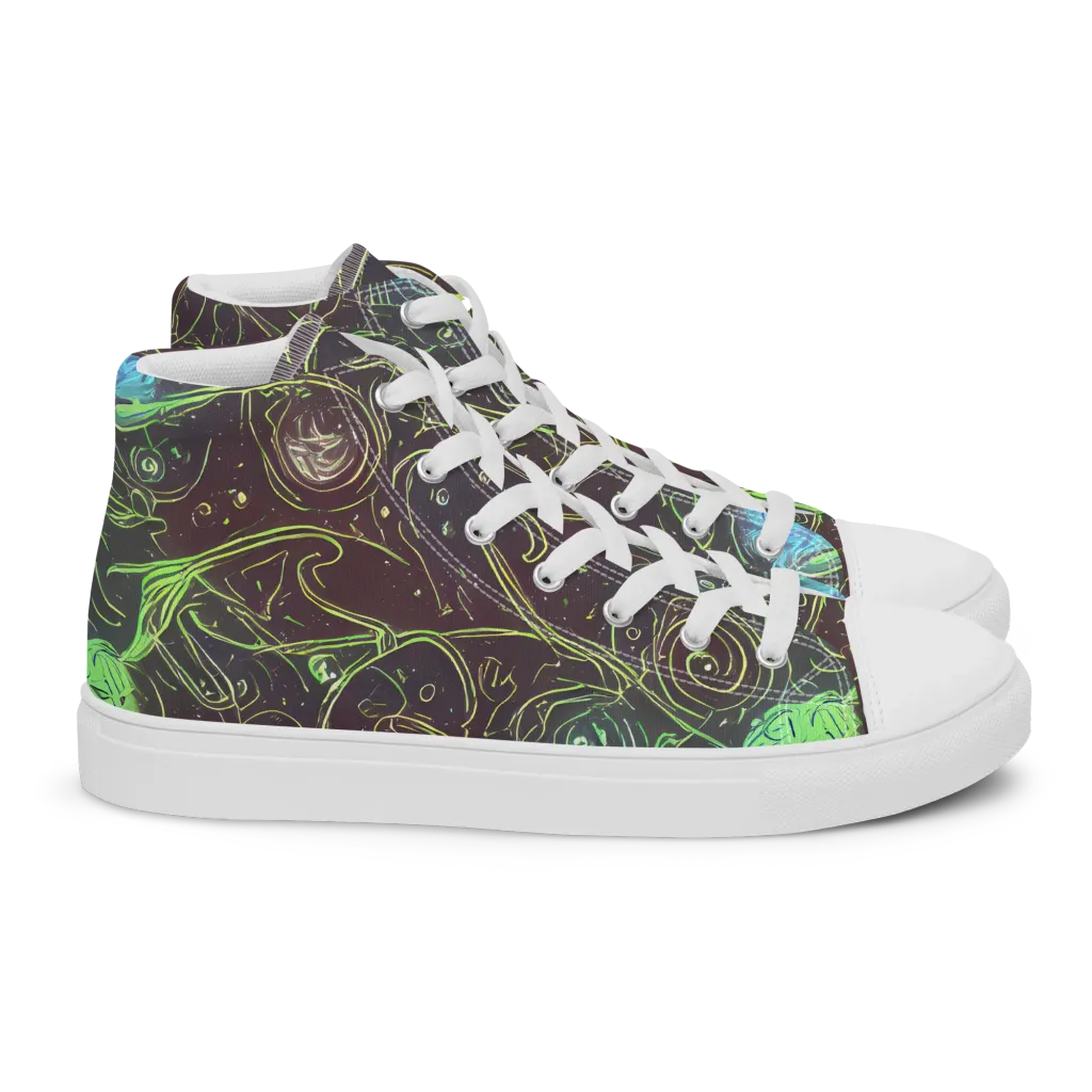 Starfield Scrolls on Women's High Top Canvas Shoes — Right