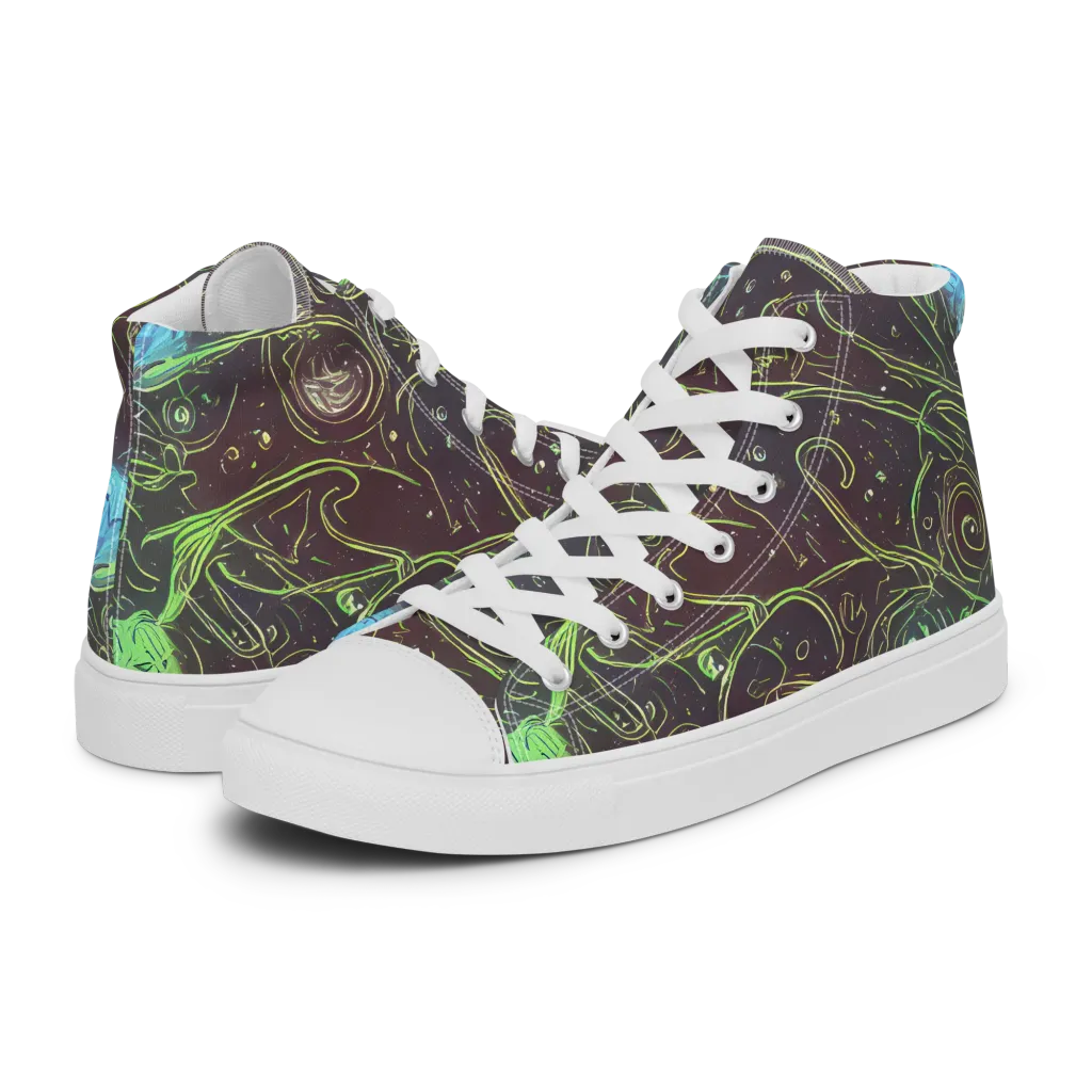 Starfield Scrolls on Women's High Top Canvas Shoes — Left