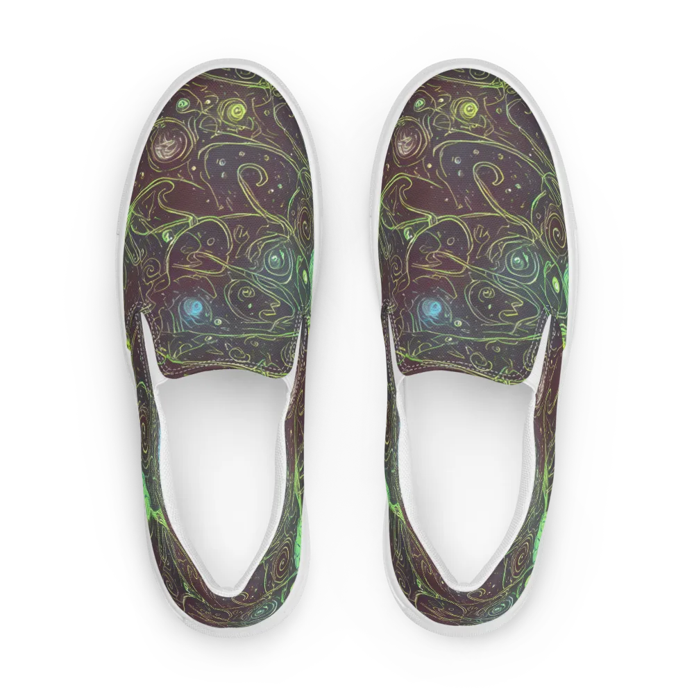 Starfield Scrolls on Men's Slip-On Canvas Shoes — Front