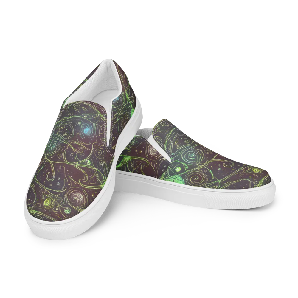 Starfield Scrolls on Men's Slip-On Canvas Shoes — Left Front