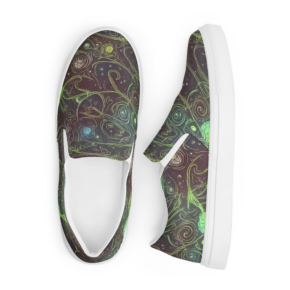 Starfield Scrolls on Men's Slip-On Canvas Shoes — Front