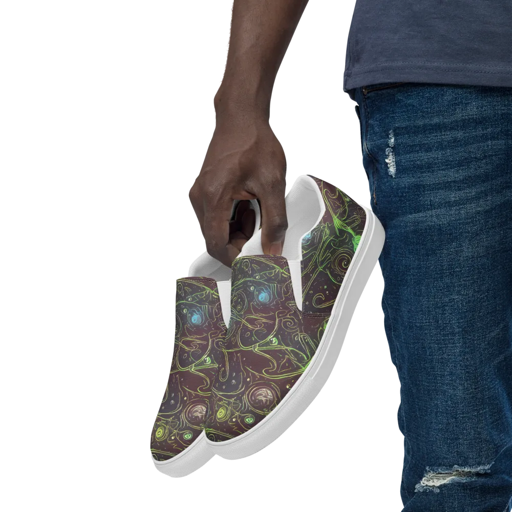 Starfield Scrolls on Men's Slip-On Canvas Shoes — Left Front