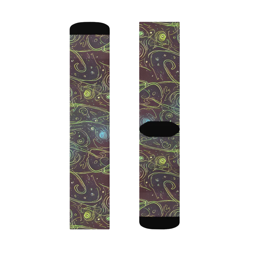 Starfield Scrolls on Socks — Left Sock