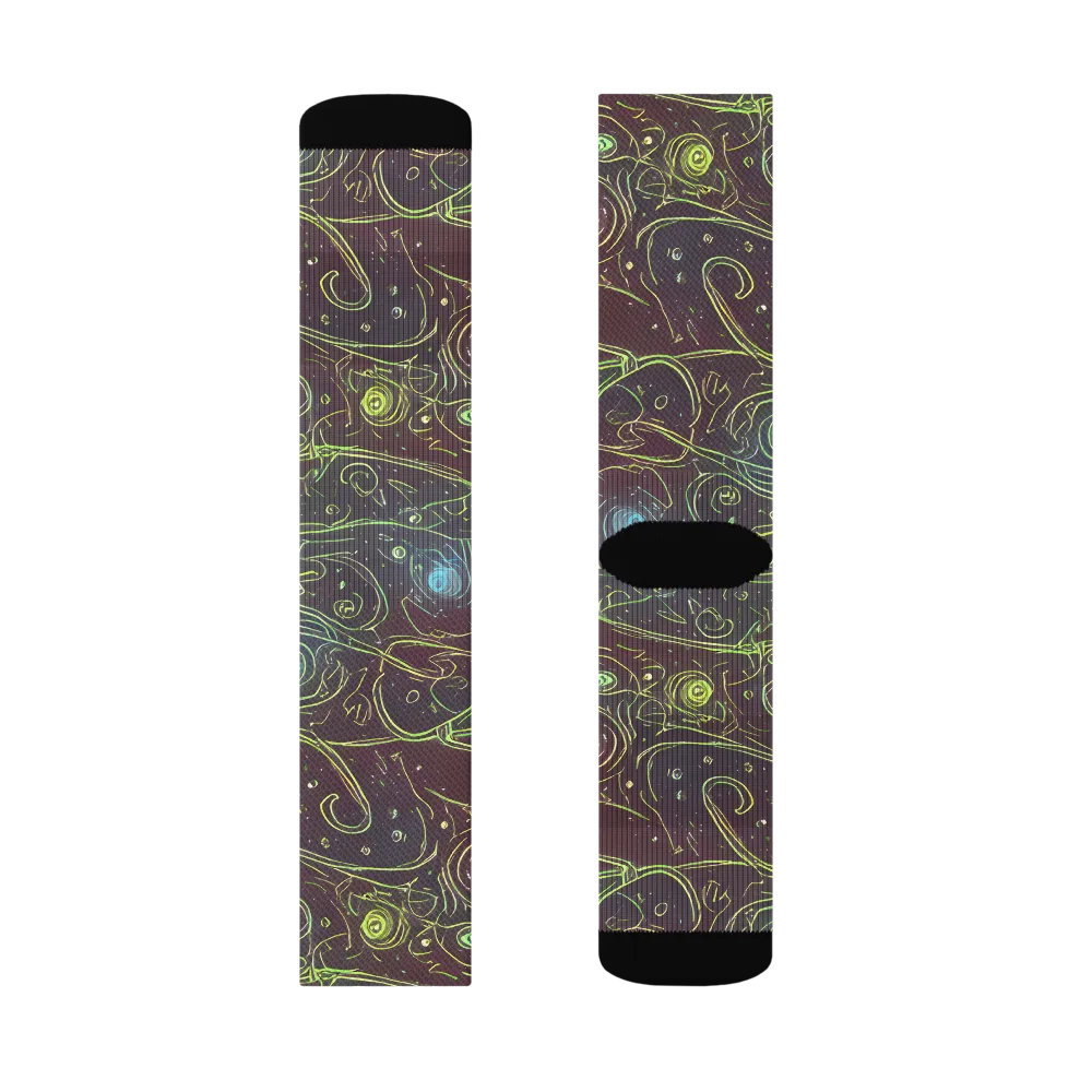 Starfield Scrolls on Socks — Right Sock