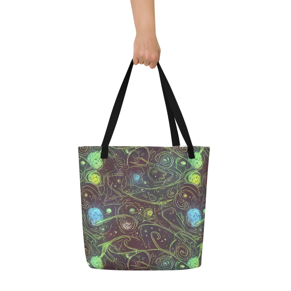 Starfield Scrolls on Large Tote Bag W/ Pocket — Front