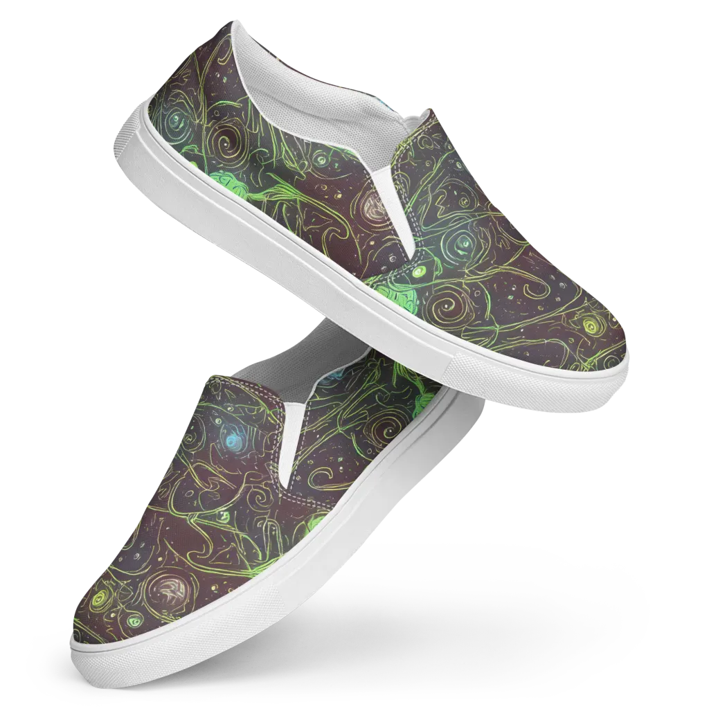 Starfield Scrolls on Women's Slip-On Canvas Shoes — Front