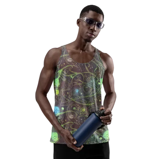 Starfield Scrolls on a Men's Tank Top