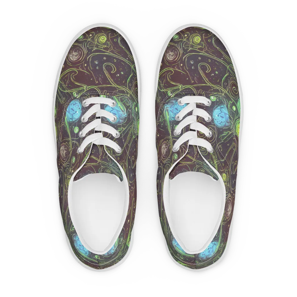Starfield Scrolls on Men's Lace-Up Canvas Shoes — Front