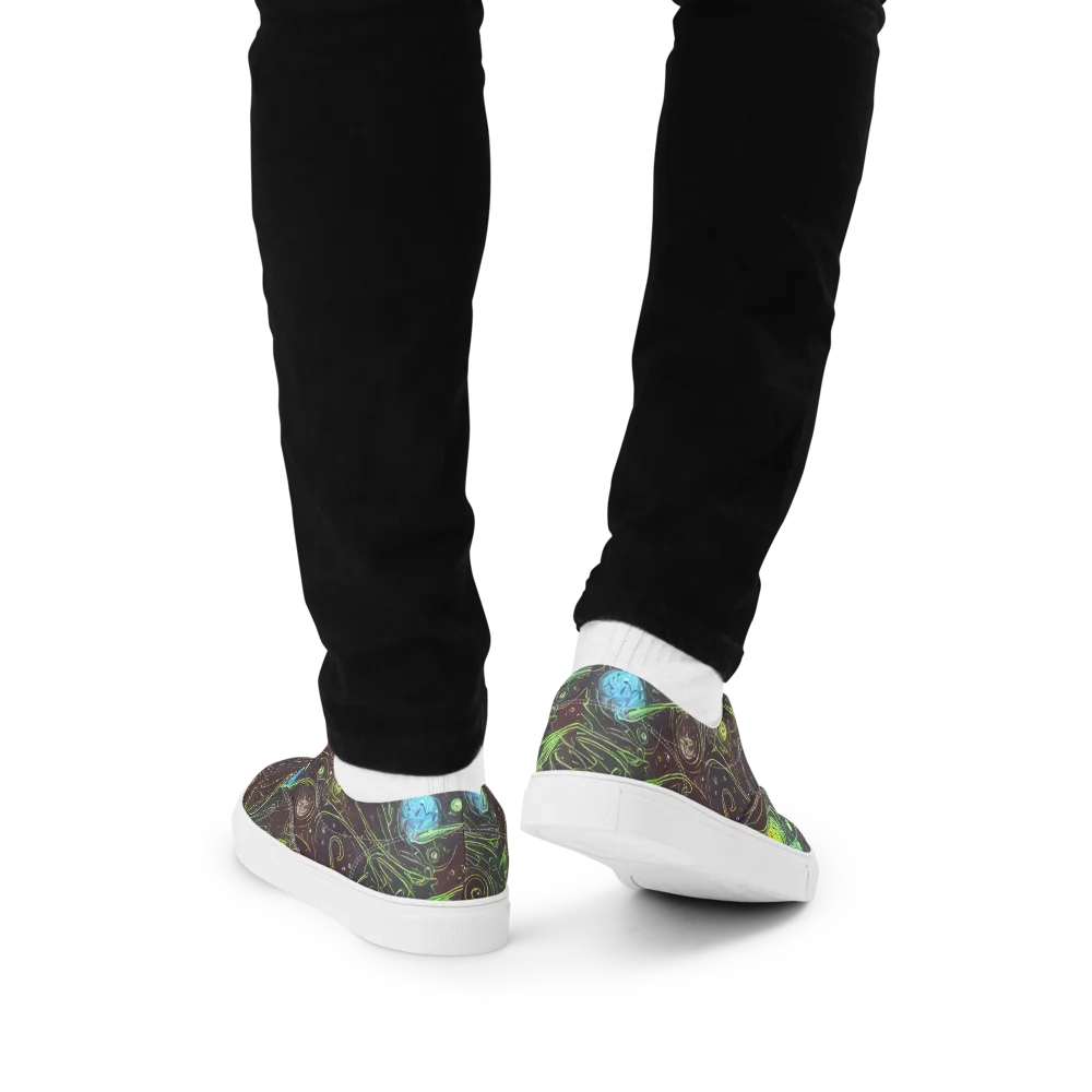Starfield Scrolls on Men's Lace-Up Canvas Shoes — Back