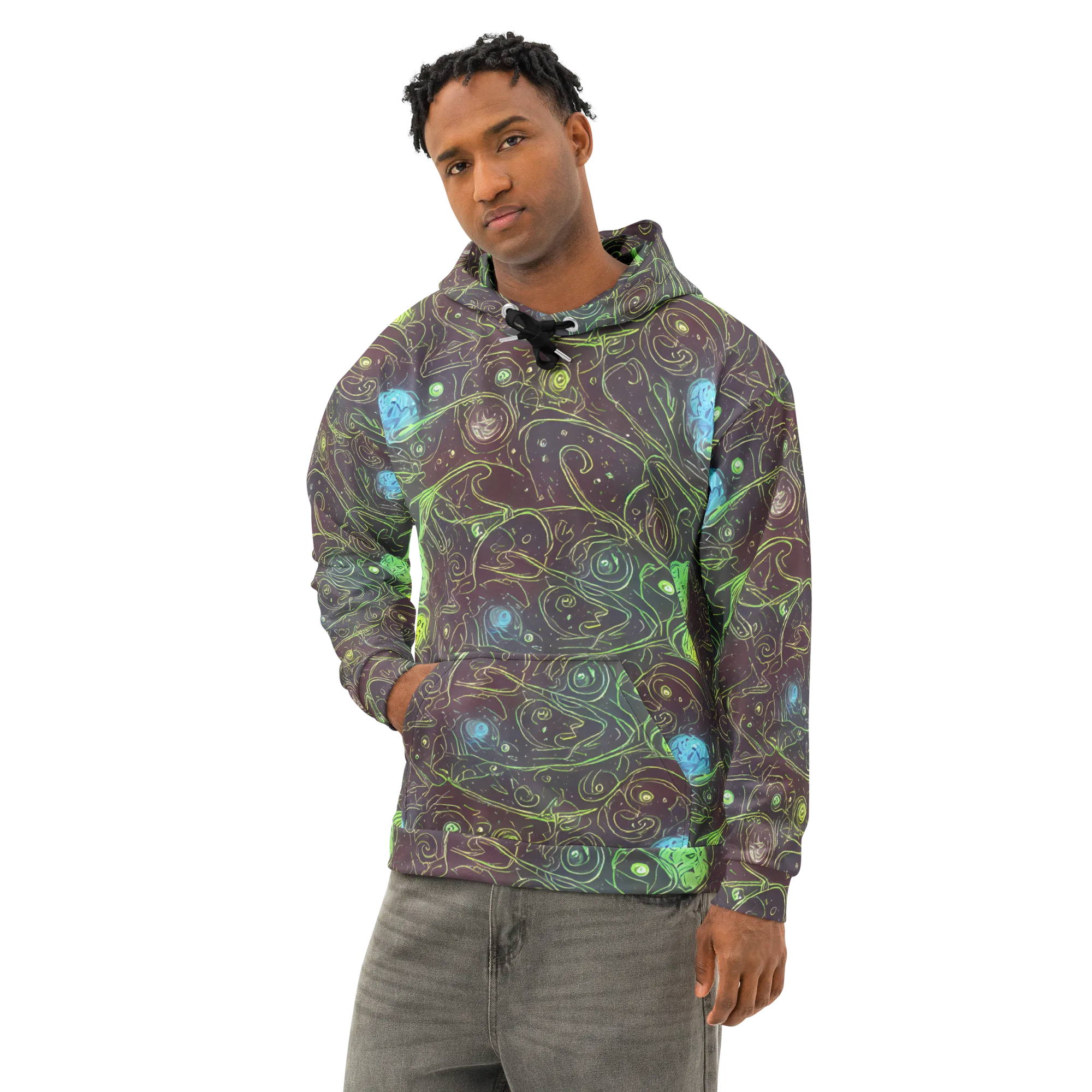Starfield Scrolls on Cotton Hoodie — Left Front