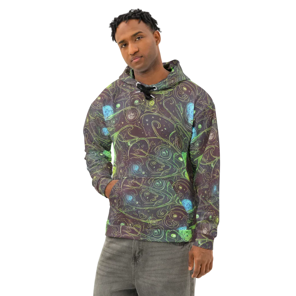 Starfield Scrolls on Cotton Hoodie — Left Front
