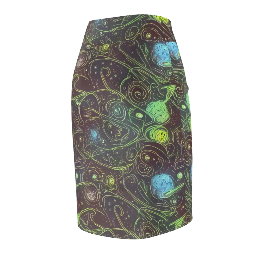 Starfield Scrolls on Pencil Skirt — Back Side
