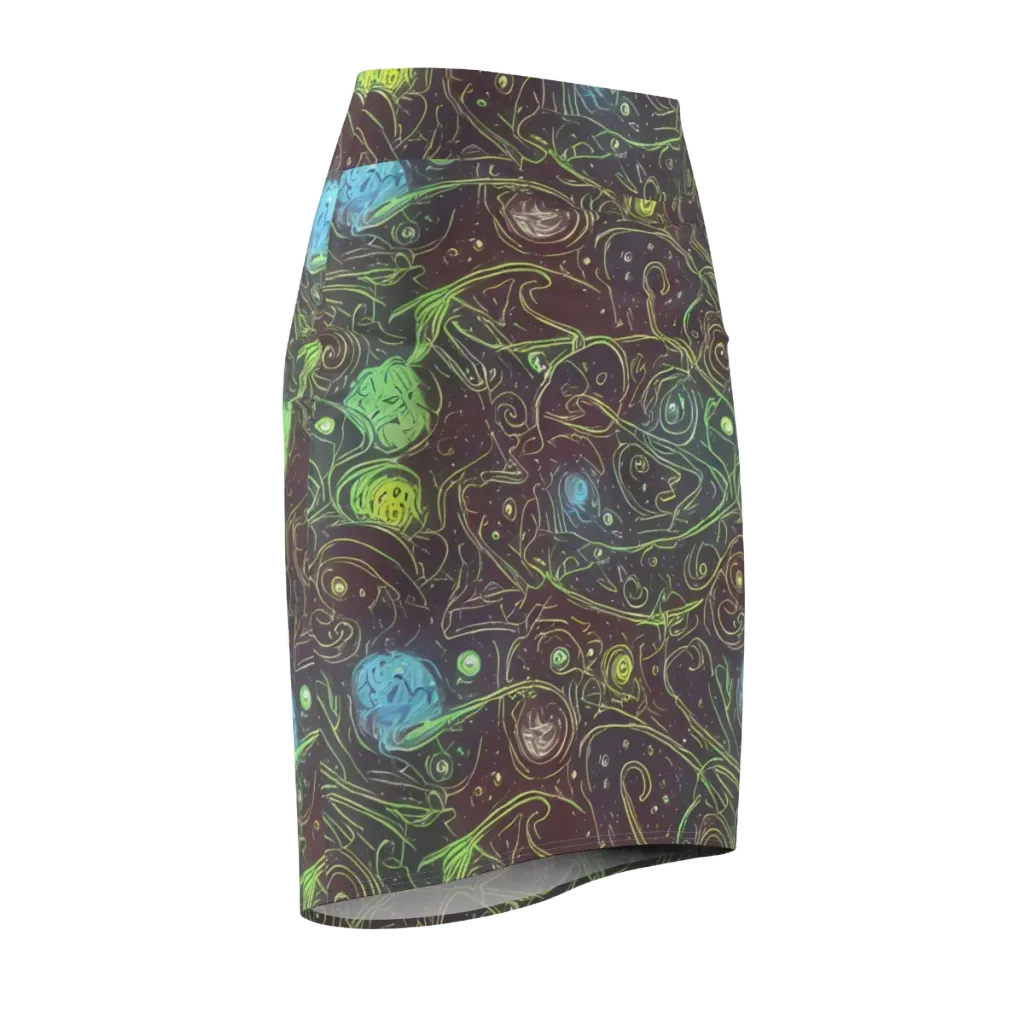 Starfield Scrolls on Pencil Skirt — Front Side
