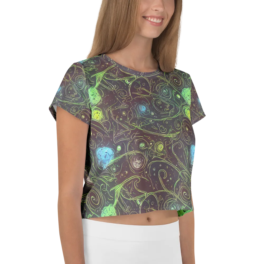 Starfield Scrolls on Crop Tee — Right