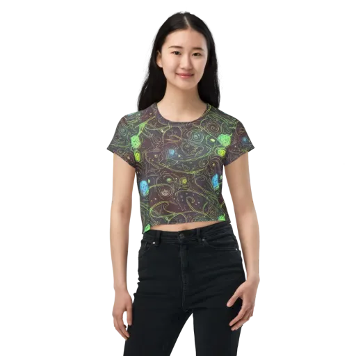 Starfield Scrolls on a Crop Tee