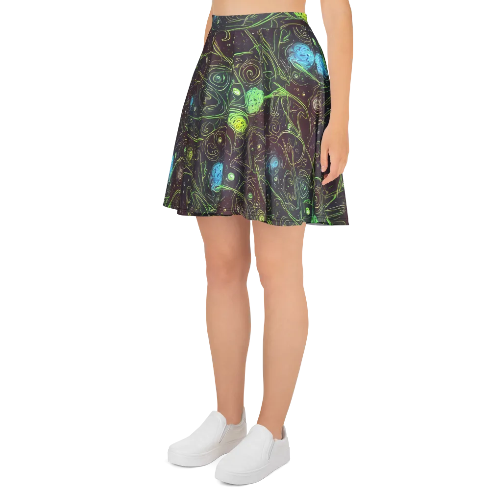 Starfield Scrolls on Skater Skirt — Left