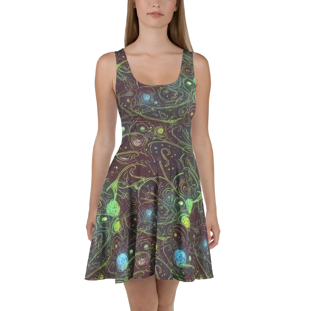 Starfield Scrolls on Skater Dress — Front