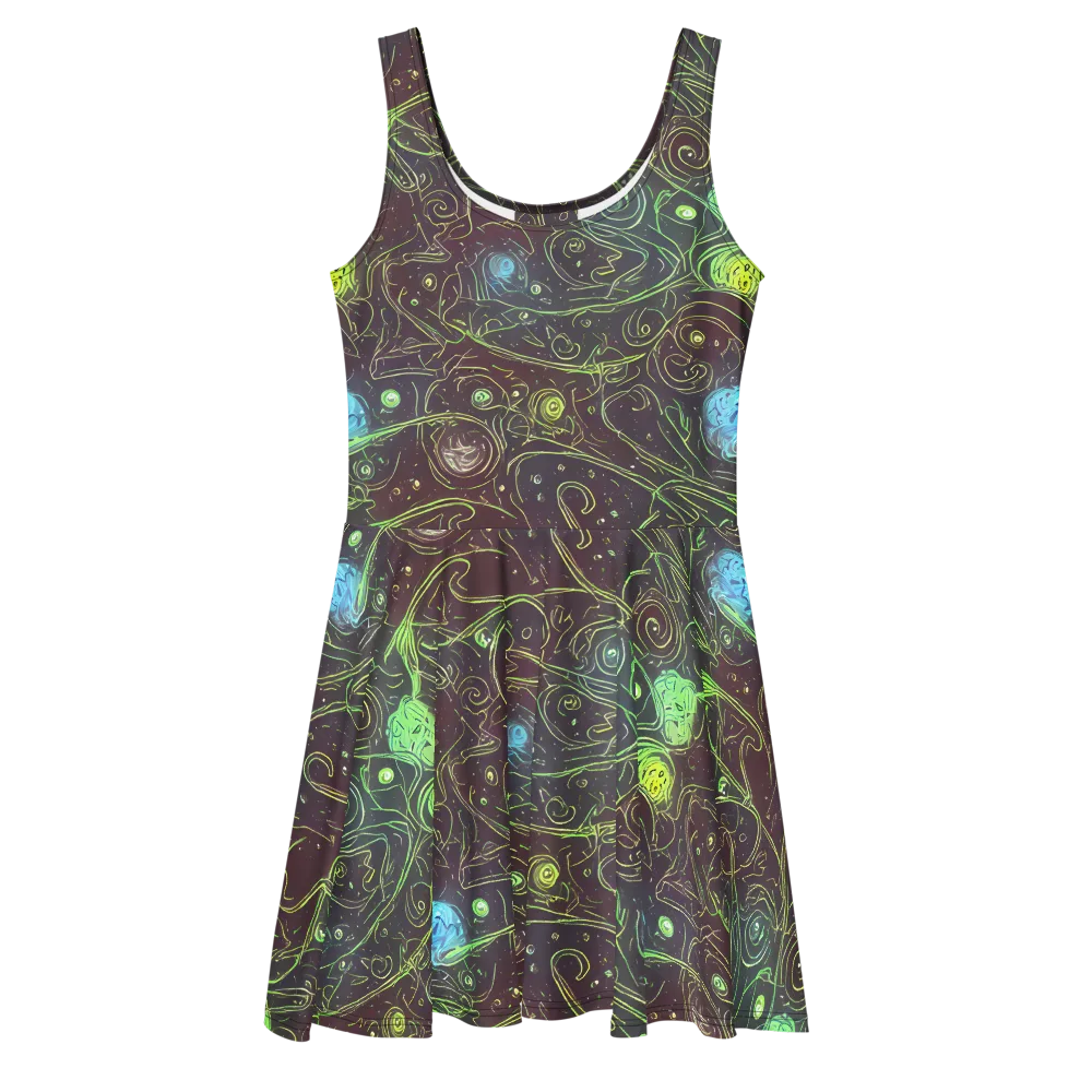 Starfield Scrolls on Skater Dress — Front
