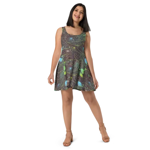 Starfield Scrolls on a Skater Dress