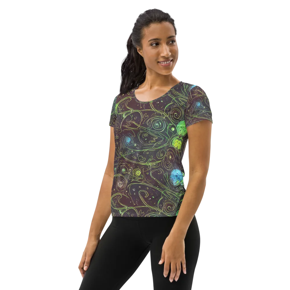 Starfield Scrolls on Women's Athletic T-Shirt — Left