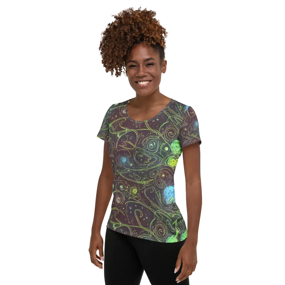 Starfield Scrolls on Women's Athletic T-Shirt — Left