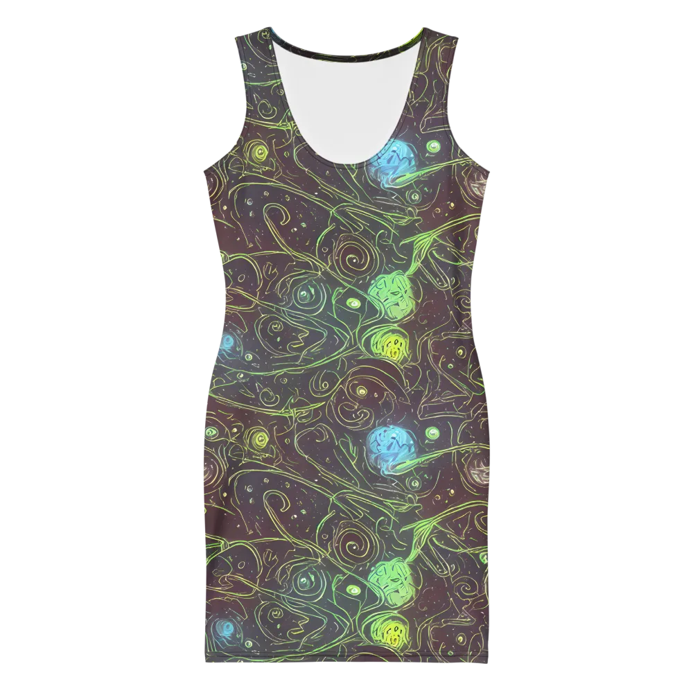 Starfield Scrolls on Bodycon Dress — Front